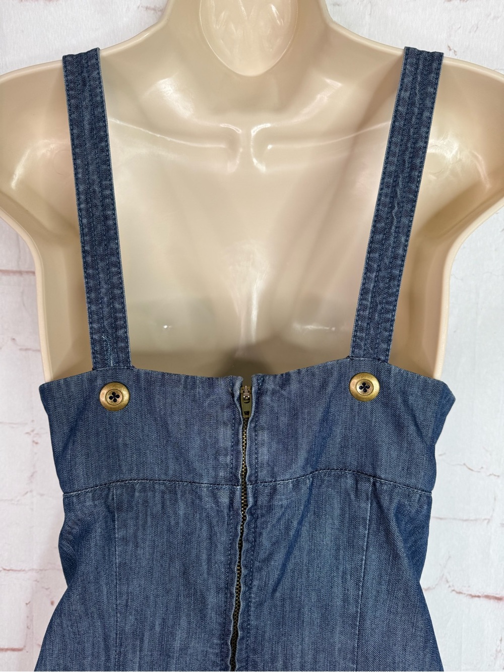 ANTHROPOLOGIE LEVEL 99 Sleeveless Dark Wash Denim Size 12 Dress Sundress - Picture 7 of 16